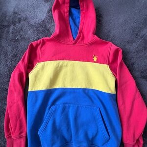 Dutch Bros Colorblock Hoodie - Red, Yellow, Blue